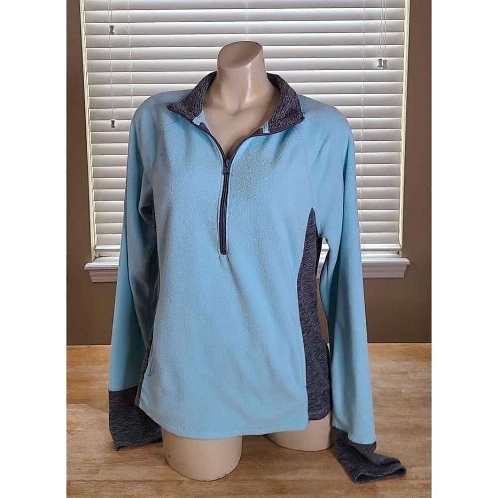 So Blue/Gray Soft Pullover with Thumb Holes & Pockets Size Large